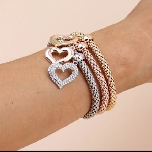 3 Piece Series Woven Bracelets, Popcorn Chain Stackable Elastic Bracelets - Picture 2 of 4